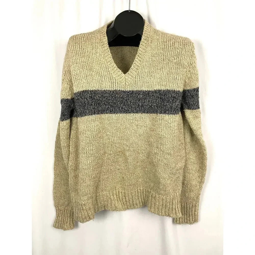 VTG Oak Tree‎ Acrylic Chunky 90s Sweater Men's LARGE Retro Casual V-Neck